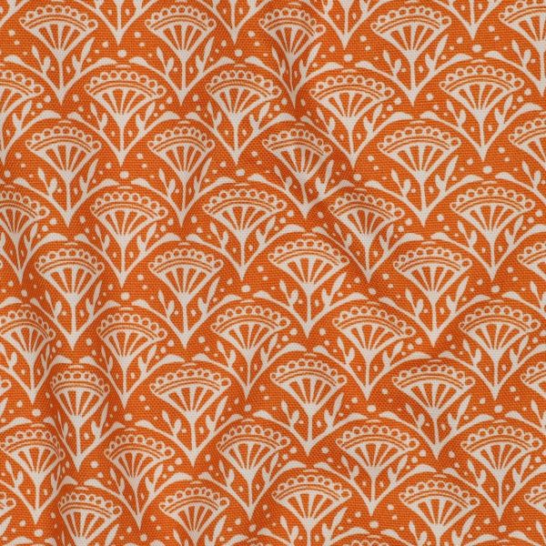 Baumwolle Canvas abstrakte Blüten orange – Dekostoff für Taschen & Deko
