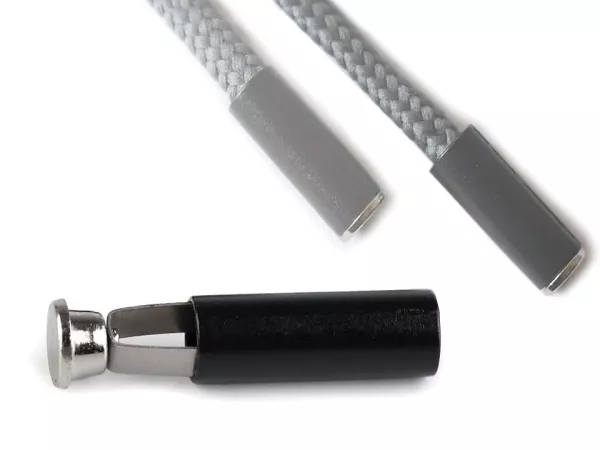 Kordelende lang rund Metall schwarz für Rundkordeln bis 10mm Durchmesser