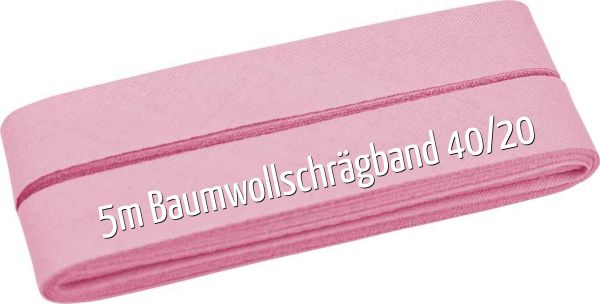 5m Schrägband aus Baumwolle rosa - Baumwollschrägband 40/20/10