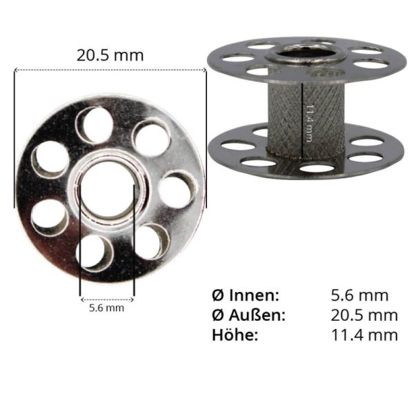 10 Unterfaden Spulen Metall - CB Spule für Bernina Nähmaschinen 20,5 x 11,4mm