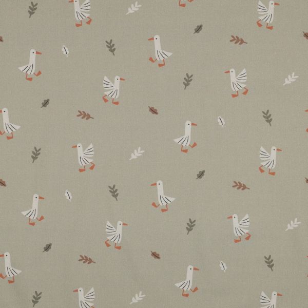 Bio Baumwolle Farm Animals - kleine Enten auf beige farbenem Grund