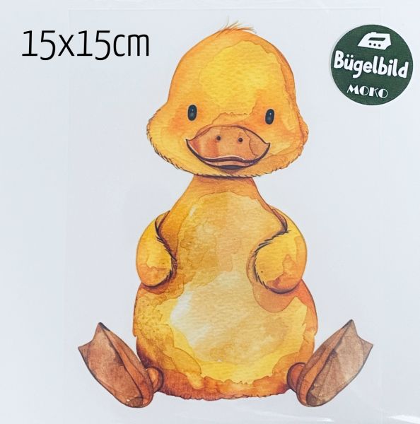 Bügelbild große Ente gelb 15x15cm