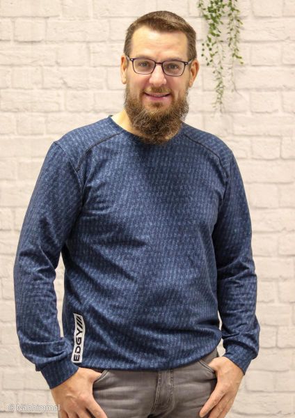 Sweat Washed Knit Optik dunkelblau - French Terry Owly You Kombistoff von Thorsten Berger