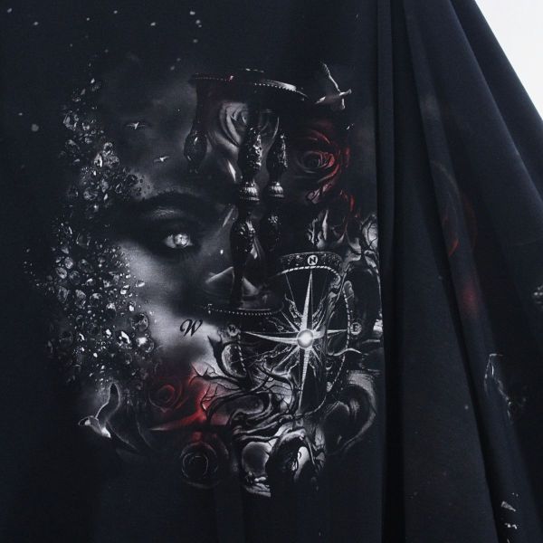 Sweat Maritim Tattoo 16.0 Auge Kompass Rosen & Leuchtturm – 200cm Panel French Terry