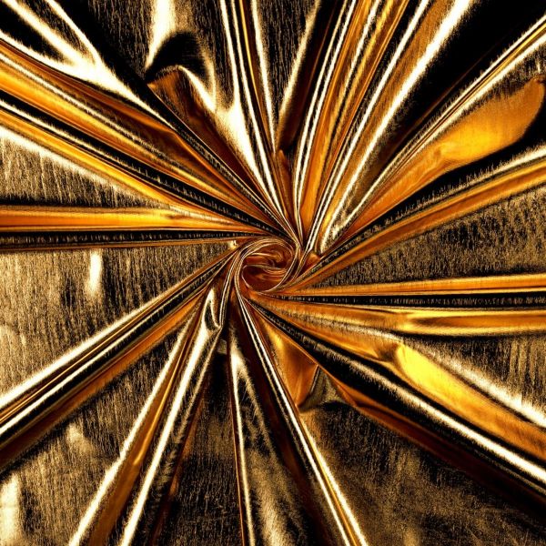Folienjersey PARTY – Gold Metallic – glänzender Stretchstoff für Partyoutfits & Deko