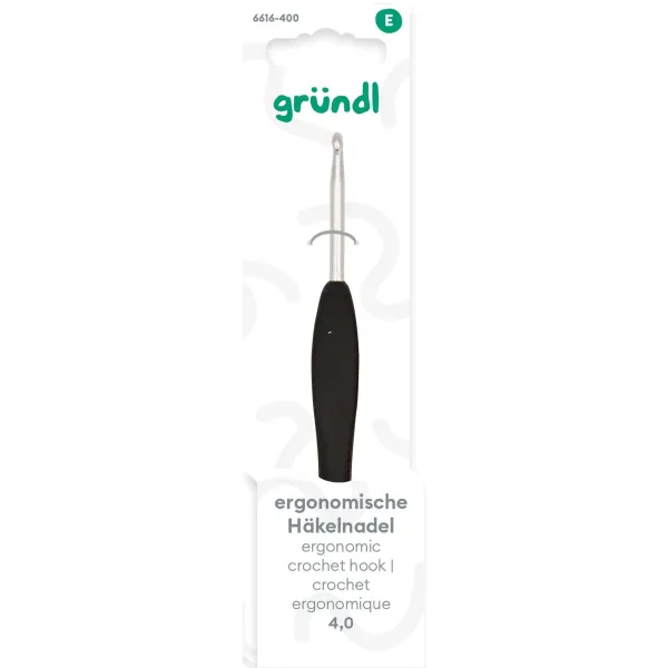 Gründl Ergonomische Häkelnadel 4 mm mit Softgrip für Amigurumi & mehr