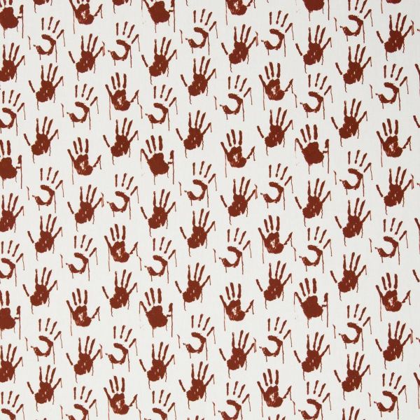 Baumwollstoff BOOO! rote Handabdrücke auf weiß – Spooky Halloween Time mit Swafing