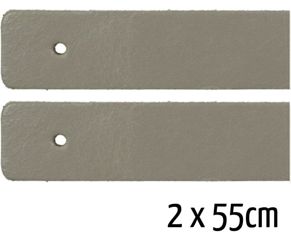 Taschengriff 2er Set aus Echtleder in grau beige – 2 kurze Taschenhenkel je 55cm zum Nieten Schraube