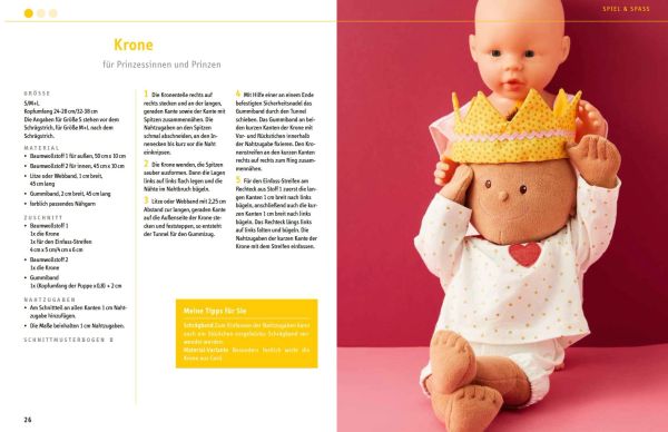 Puppenaccessoires nähen - Spielspaß für die Lieblingspuppe 30-35cm & 40-46cm