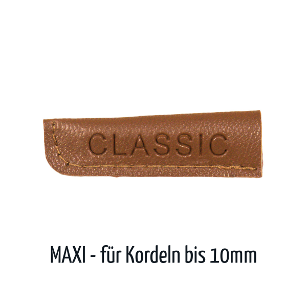 Kordelende aus Lederimitat camel braun für Kordel bis 10mm Durchmesser (2 Stück)