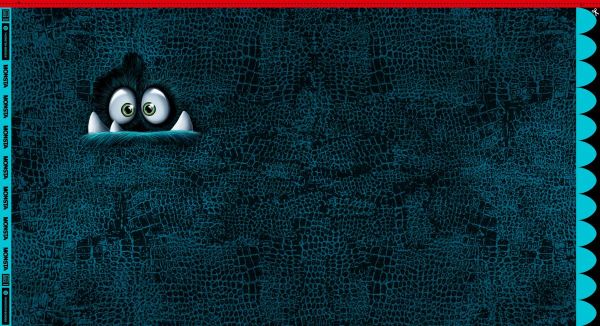French Terry Monster petrol blau - Serie Monstal by Thorsten Berger - 85cm Panel