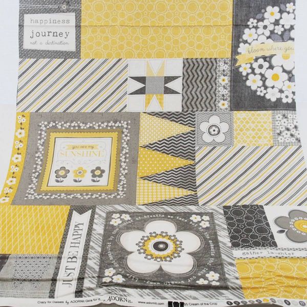 Baumwolle Appli Patches grau gelb - Serie Sunshine & Shadows 50x110cm