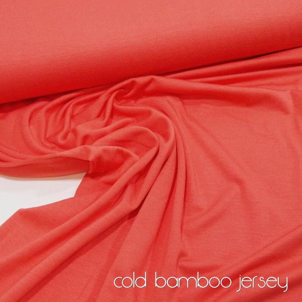 Viskose Jersey knitterfrei aus Bambus lachs coral - cold bamboo jersey knit