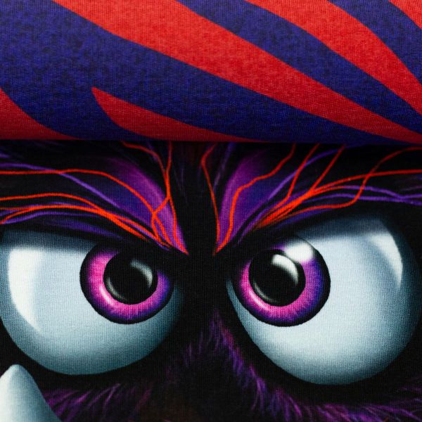 French Terry Monster rot violett - Serie Monstal by Thorsten Berger - 85cm Panel