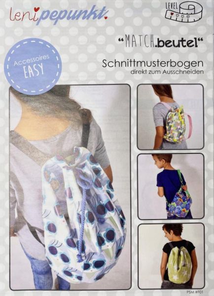 Schnittmuster MATCH.beutel - cooler Rucksack Matchsack Matchbeutel zum zuziehen