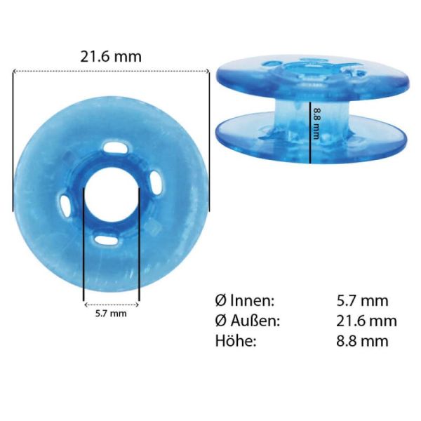 Box mit 25 Unterfaden Spulen für Pfaff Nähmaschinen 21,75 x 8,8mm