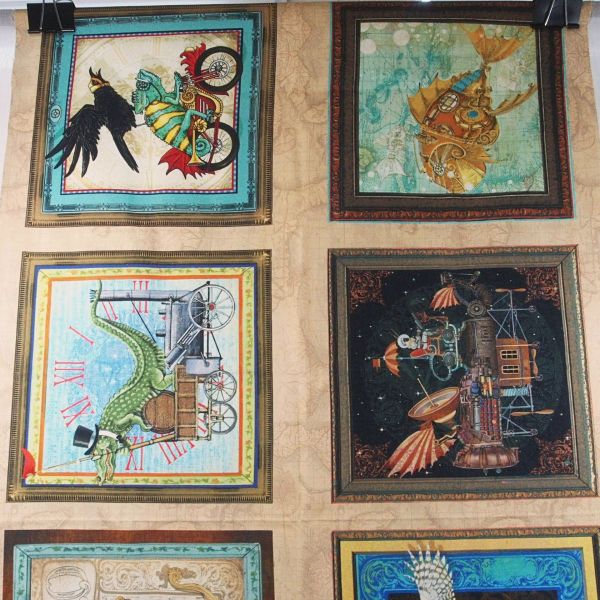Baumwolle Steampunk 8 Tierbilder - Fantasy & Fiction Panel 60x110cm