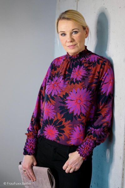 Viskose Kleider & Hosenstoff Blüten violett orange - Asteria by Thorsten Berger von Swafing-Copy