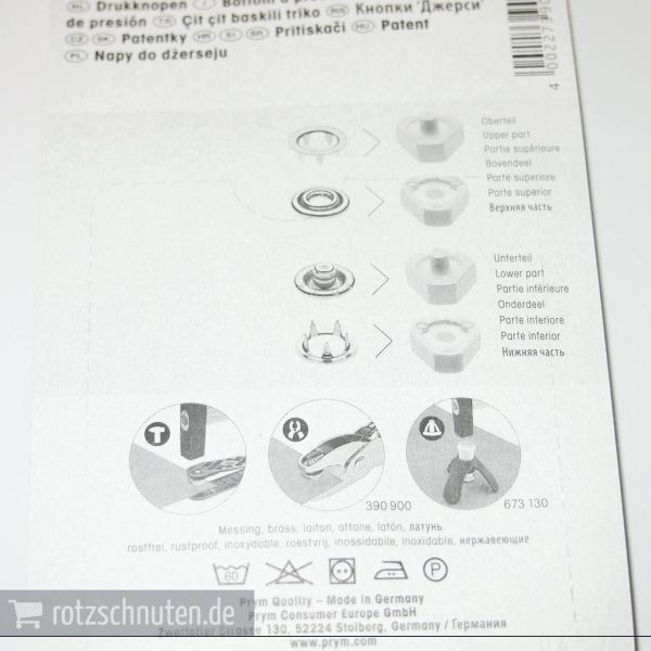 10 Jersey Druckknöpfe PRYM – 10mm kupfer mit Werkzeug