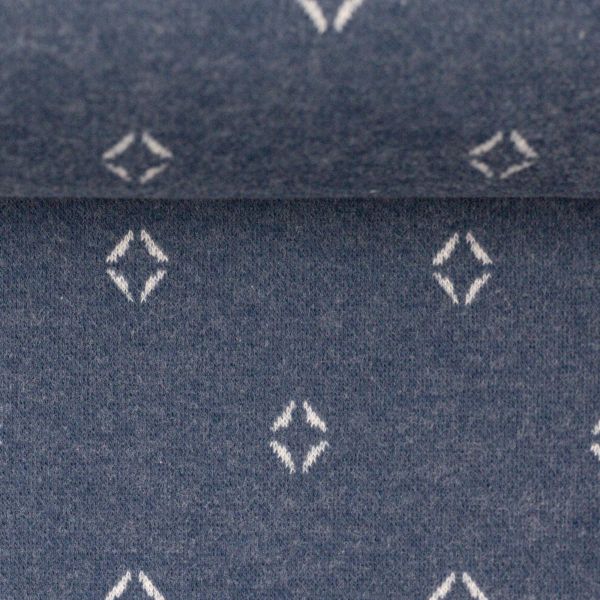 Jacquard Strickstoff Rauten jeans blau – Kuschelstrick von Swafing