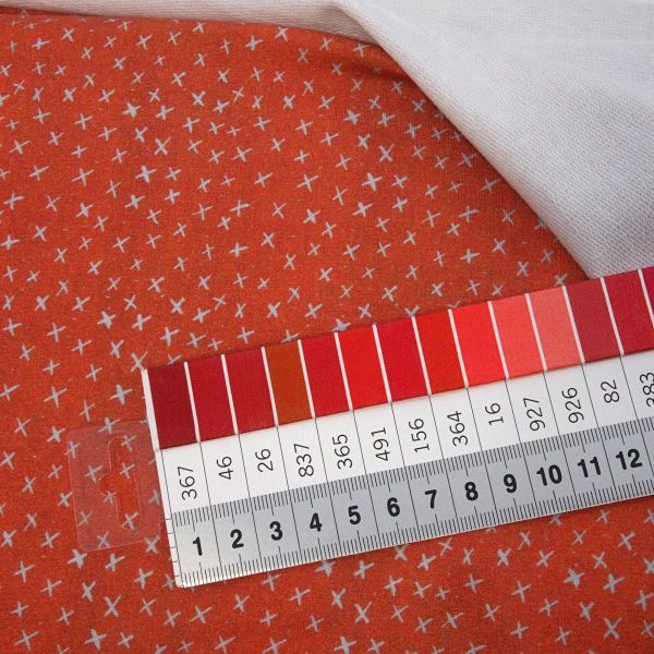 Bio Sweat kleine Kreuze rost rot – Lillestoff French Terry Jeans red & Stars by Tante Gisi