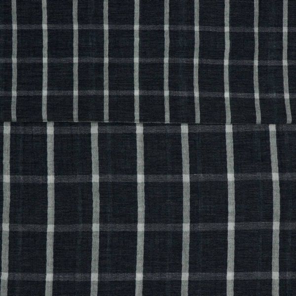 Baumwolle Musselin Karo dunkelblau – Double Gauze Melange Check navy