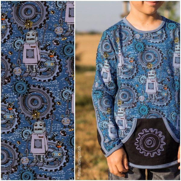 Jersey Roboter Zahnräder Schrauben blau - Happy Metal by Steinbeck von Swafing