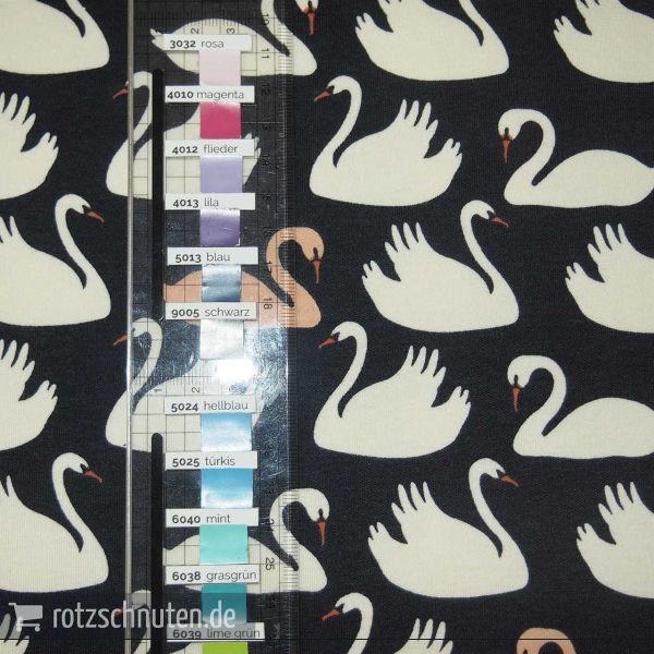Bio Jersey Interlock BIRCH Swan Lake – Schwäne - BEVY DUSK / SHELL KNIT