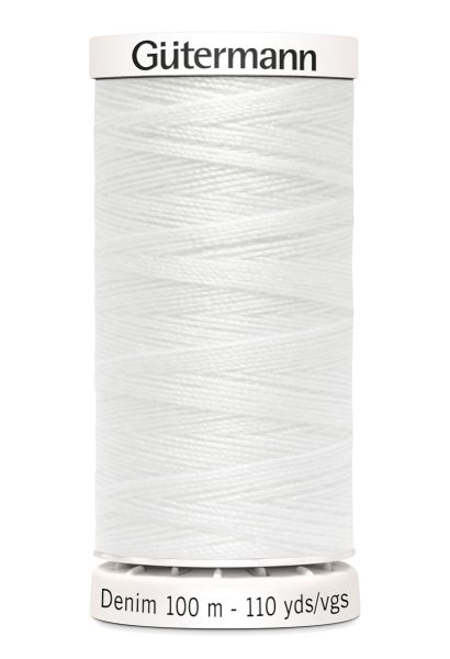 Jeans Nähgarn weiß Fb. 1016 - 100m Denim Garn von Gütermann No.50 - Jeansfaden
