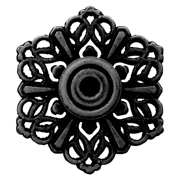 Dekorativer Annäh-Druckknopf aus Metall 32mm schwarz mit floralem Muster