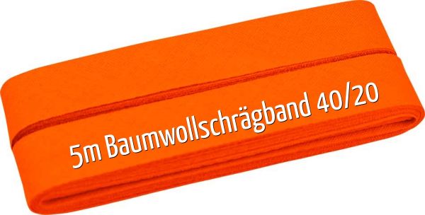 5m Schrägband aus Baumwolle orange - Baumwollschrägband 40/20/10