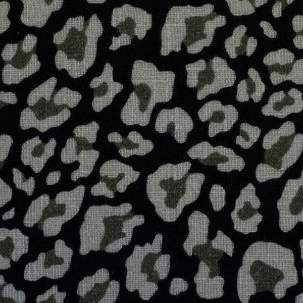 Double Slub Musselin Animal Print Leo schwarz grau – Double Gauze Meltem von Swafing