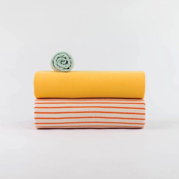 Sommerfrottee mit Streifen creme orange - Terry Cloth 2m breit von See You At Six