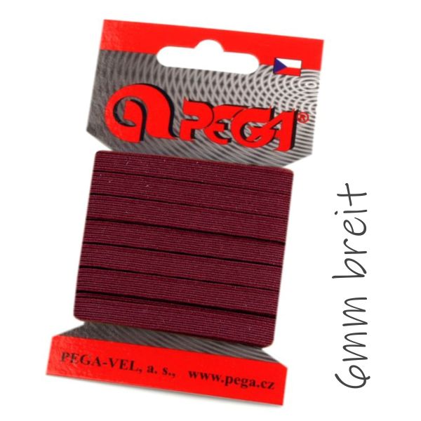 5m schmales Gummiband bordeaux rot - 6mm breit