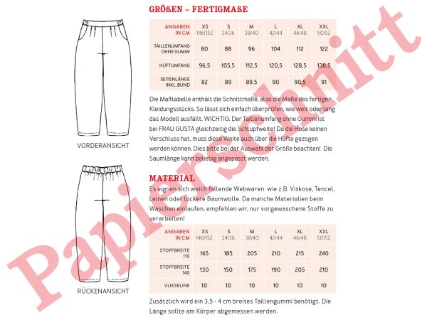 Schnittmuster FRAU GUSTA • Egg Shape Hose von Studio Schnittreif • Gr. XS-XXL