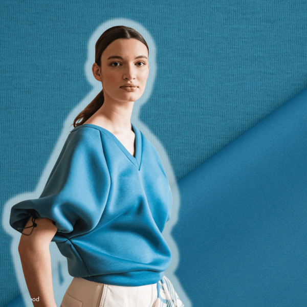 Neoprene Scuba Sweat türkis blau aus der aktuellen Fibre Mood Kollektion