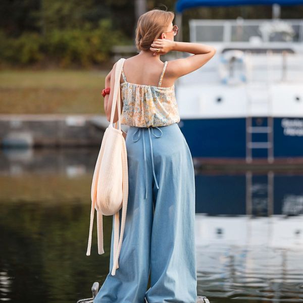 Double Gauze Blüten Lagunenblau Bananengelb - Musselin von See You At Six