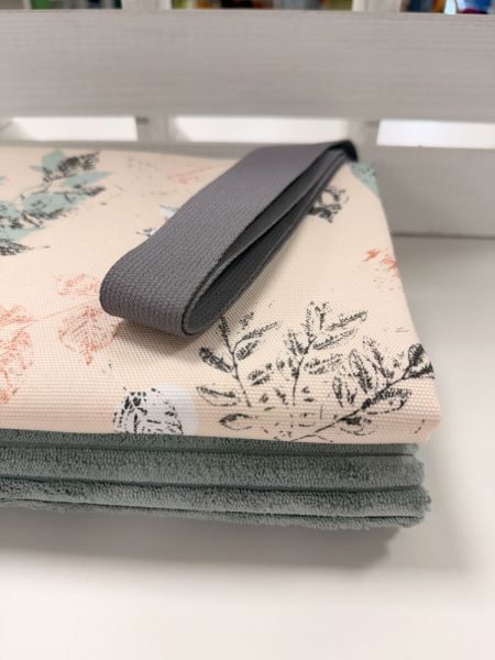 Taschen-Stoffpaket mint – Breitcord, Baumwoll-Dekostoff & graues Gurtband