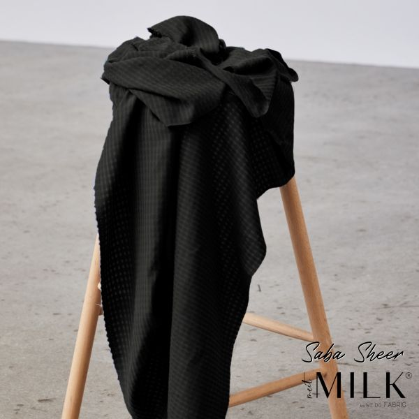 feines Karo Saba Sheer black – meetMILK® Viskose Voile mit TENCEL™ Lyocell Fasern