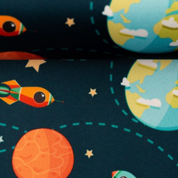 Stretch-NANO-Shell - wasserabweisender Outdoorshell Weltall doubleface Swafing