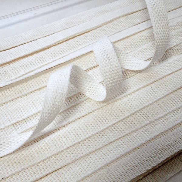 Leinenband 1cm breit weiß von Acufactum - Leinen Band zum Besticken und Verzieren