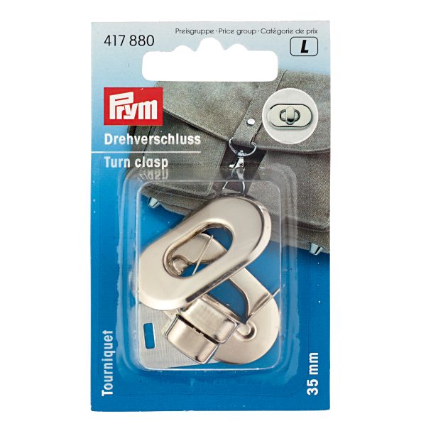 Prym Drehverschluss silber 35mm für Taschen und Rucksäcke