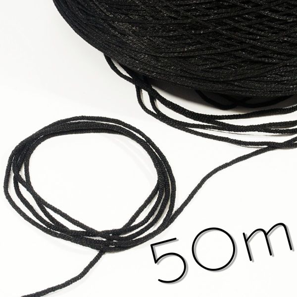 50m weiches Rundgummi in schwarz Ø2,5-3 mm für Masken