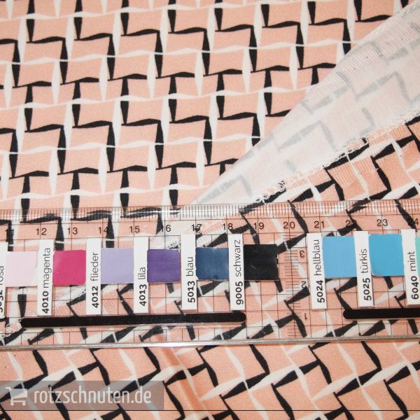 Stretch Baumwollsatin KATHY – Karo Gitter apricot marine