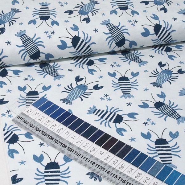 Bio Jersey Hummer Krebs Seesterne maritim – Lobster blau by Puck vom Stoffonkel
