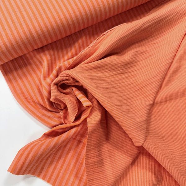 Doubleface Musselin Kapuzinerblüten Orange gestreift