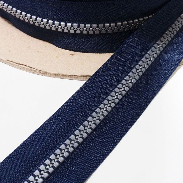 Reißverschluss endlos Profil 5mm dunkelblau matt silber – Endlosreißverschluss PR5