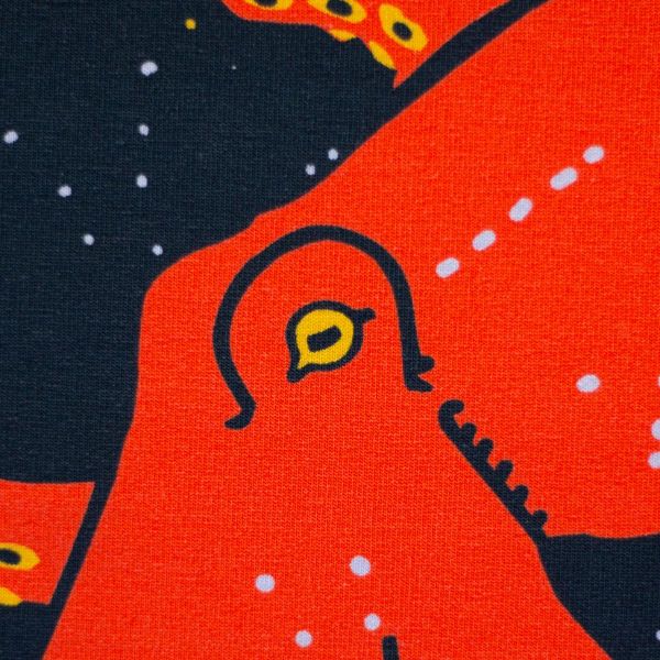 Maritimer Sweat navy mit Oktopus und Mantarochen by Käselotti – 150cm Panel French Terry