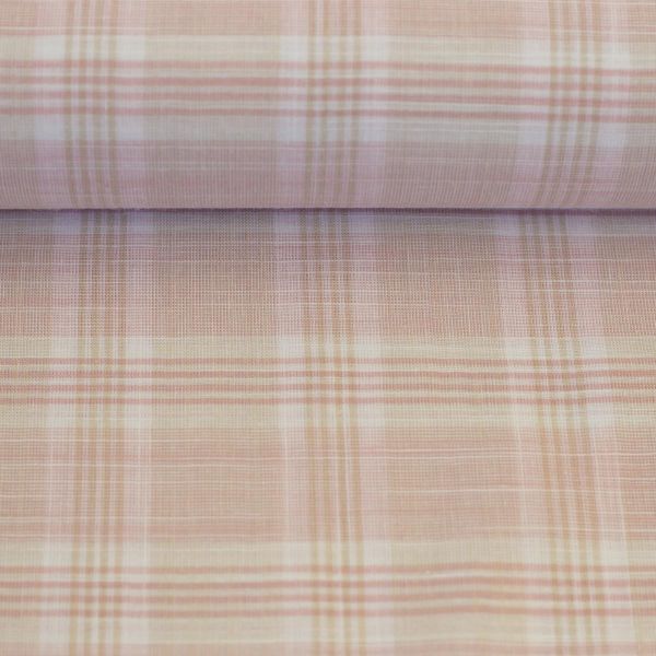 Baumwolle kariert Leinenstruktur altrosa beige – Serie Tina von Swafing
