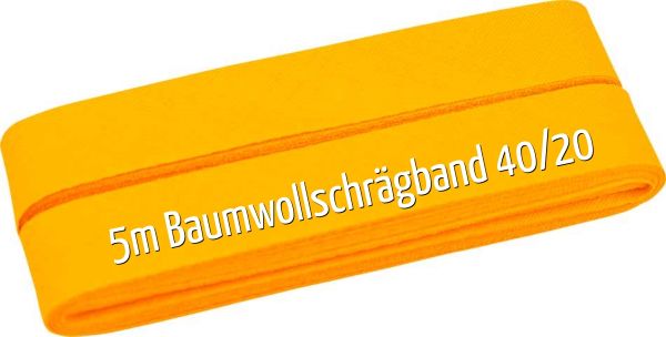 5m Schrägband aus Baumwolle orange gelb - Baumwollschrägband 40/20/10